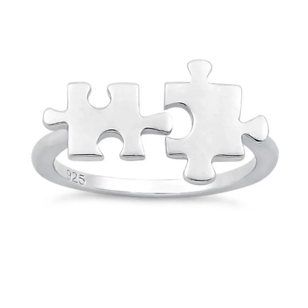 Sterling Silver Jigsaw Pieces Ring New